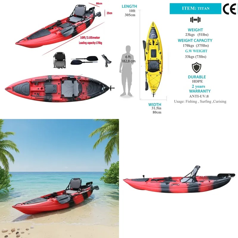 Fishing Boat Paddle - Kajak wędkarski jednoosobowy 3m (10 stóp)